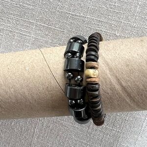 2/$25💙Man's Beaded wood Bracelet+a bonus Magnetic bracelet